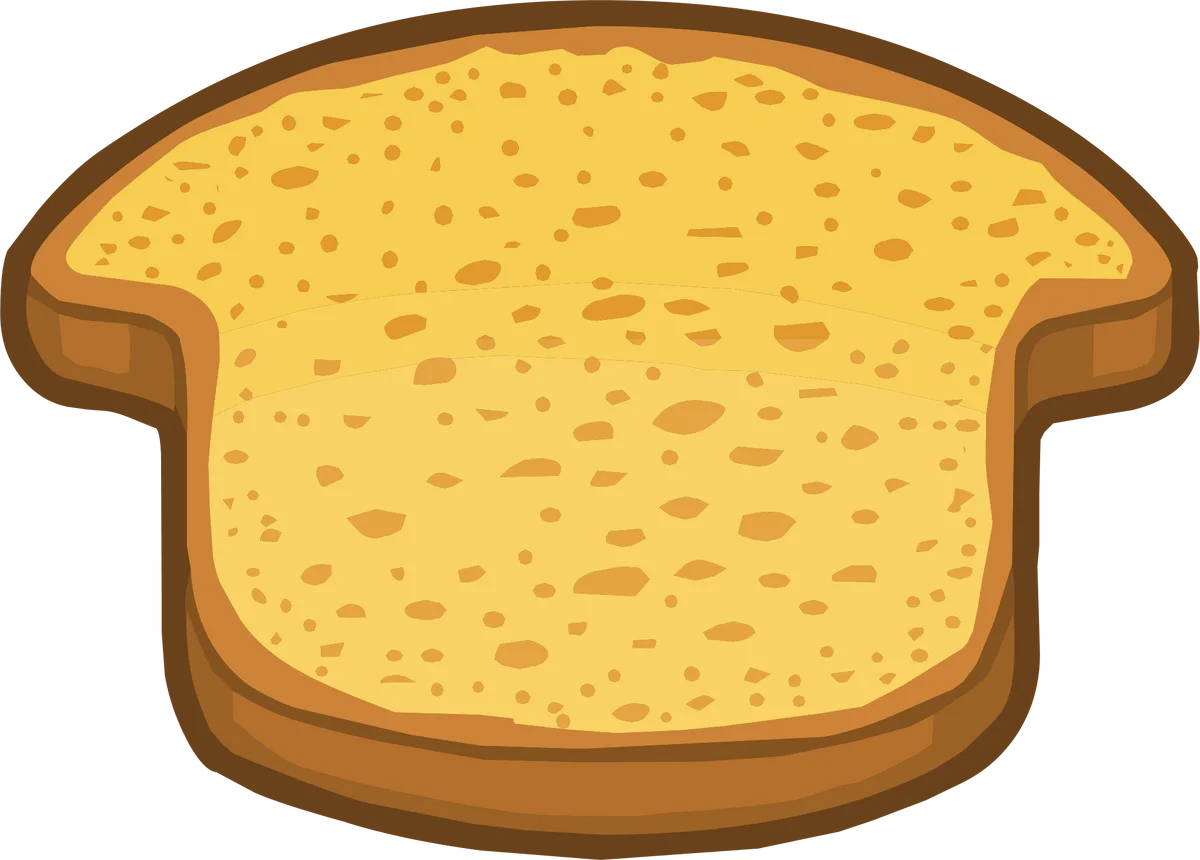 Golden-Hued Toasted Bread Slice Clipart with Warm Buttery Texture