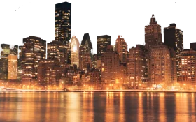 Luminous Manhattan Skyline Clipart: Architectural Symphony of Urban Lights