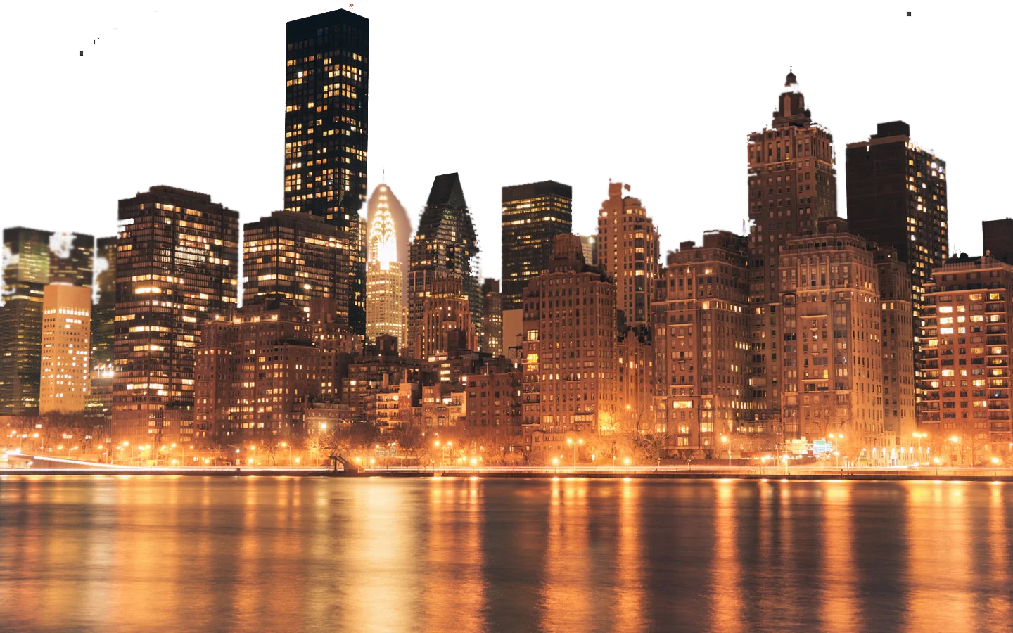 Luminous Manhattan Skyline Clipart: Architectural Symphony of Urban Lights