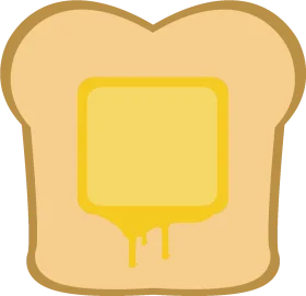 Minimalist Cartoon Slice of Toast with Melting Butter Clipart Illustration