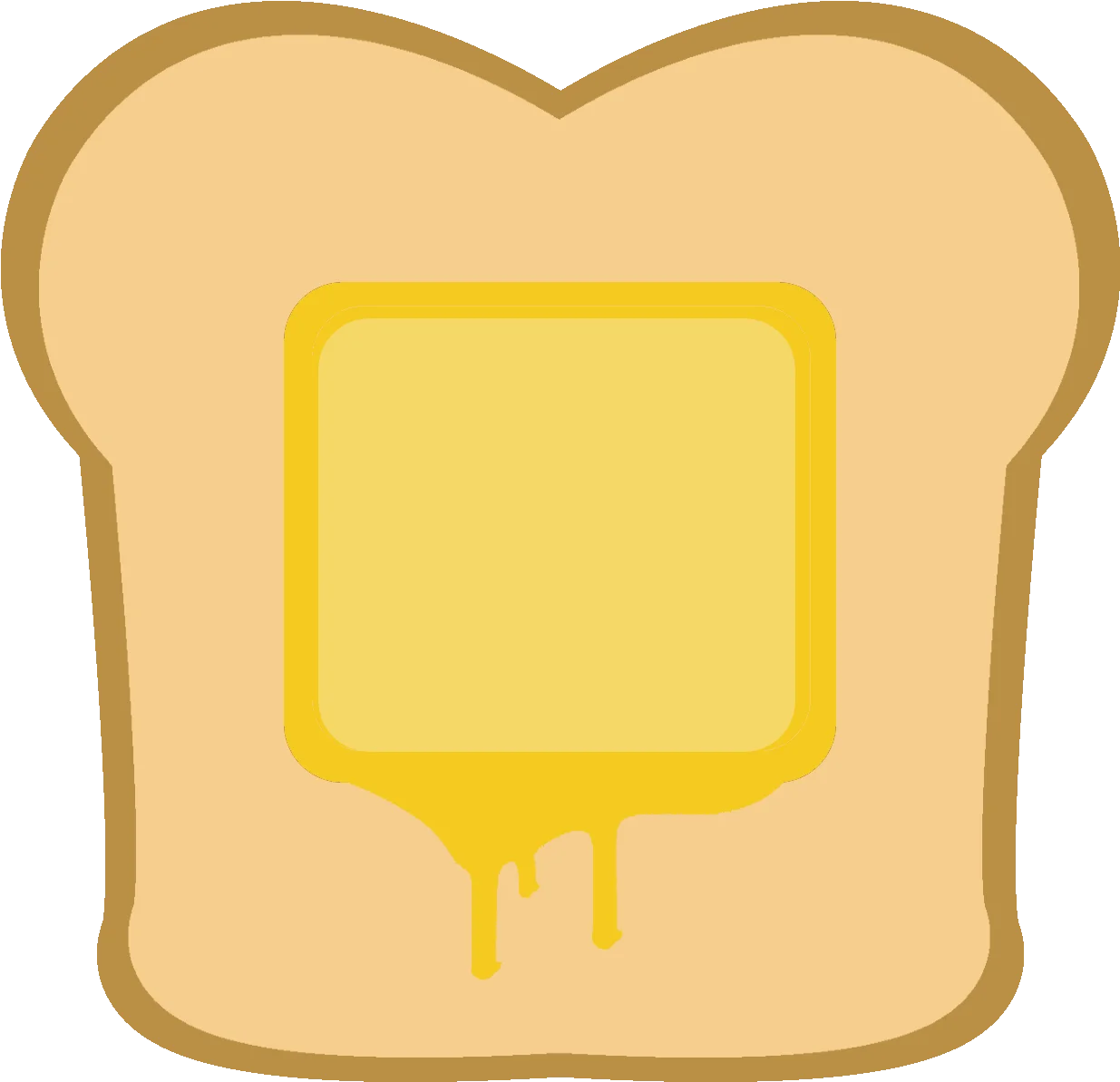 Minimalist Cartoon Slice of Toast with Melting Butter Clipart Illustration