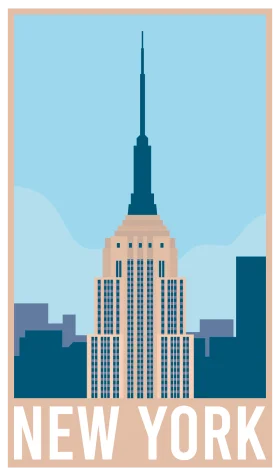 Minimalist Empire State Building New York City Vintage Travel Clipart Poster Design