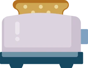 Minimalist Two-Slice Toaster Clipart with Soft Pastel Color Palette