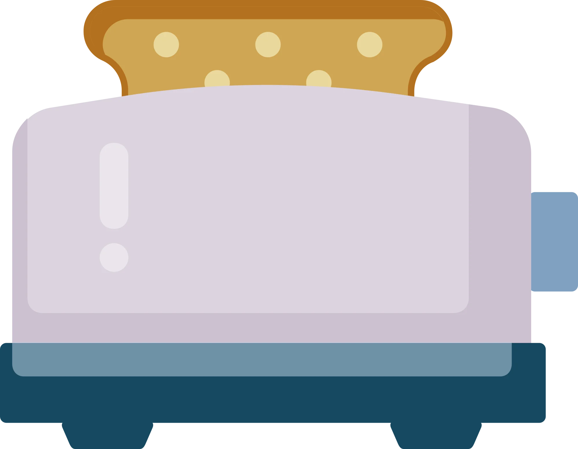 Minimalist Two-Slice Toaster Clipart with Soft Pastel Color Palette
