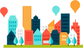 Modern New York City Skyline Clipart with Colorful Geometric Buildings