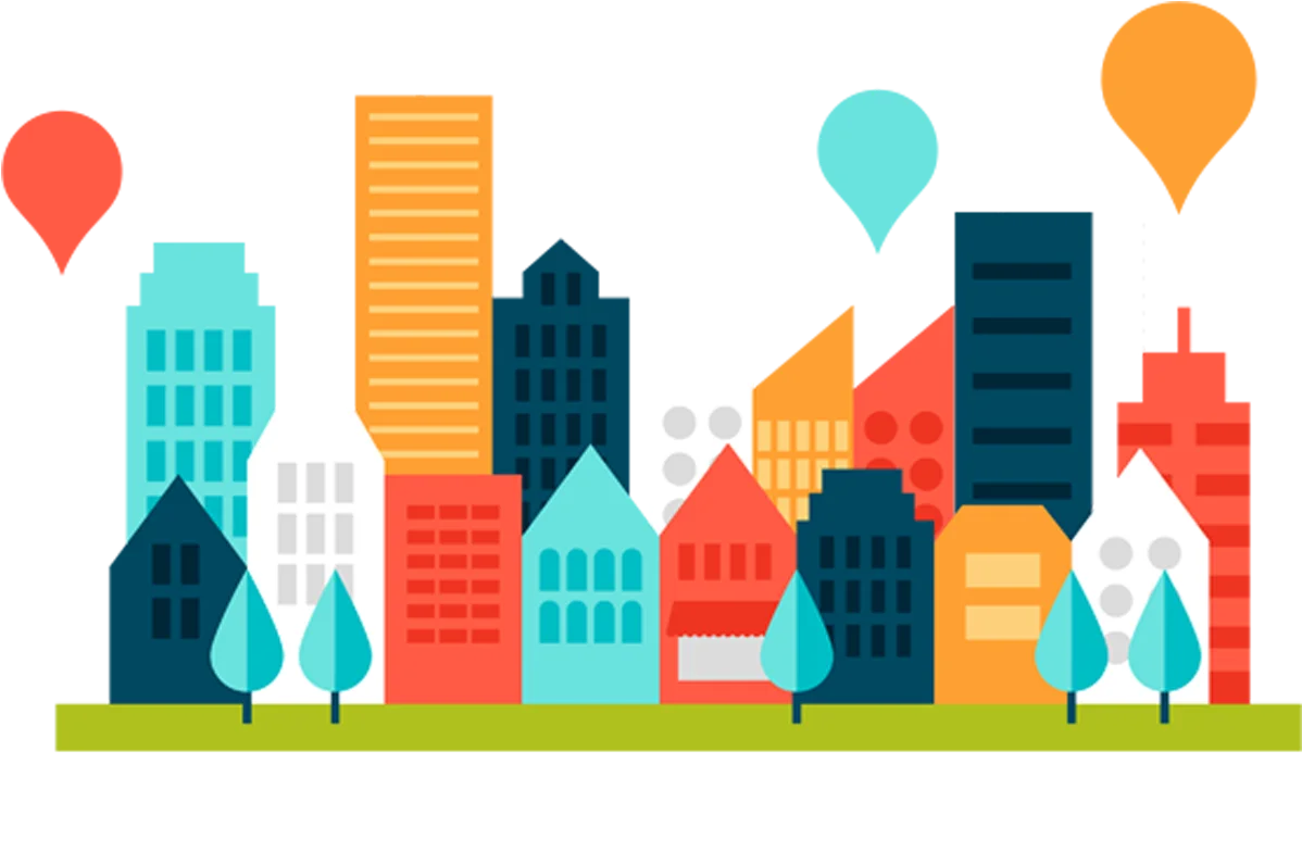 Modern New York City Skyline Clipart with Colorful Geometric Buildings