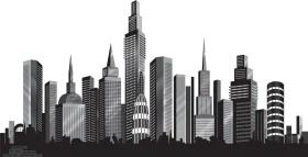 Modern New York City Skyline Silhouette Architectural Clipart Design