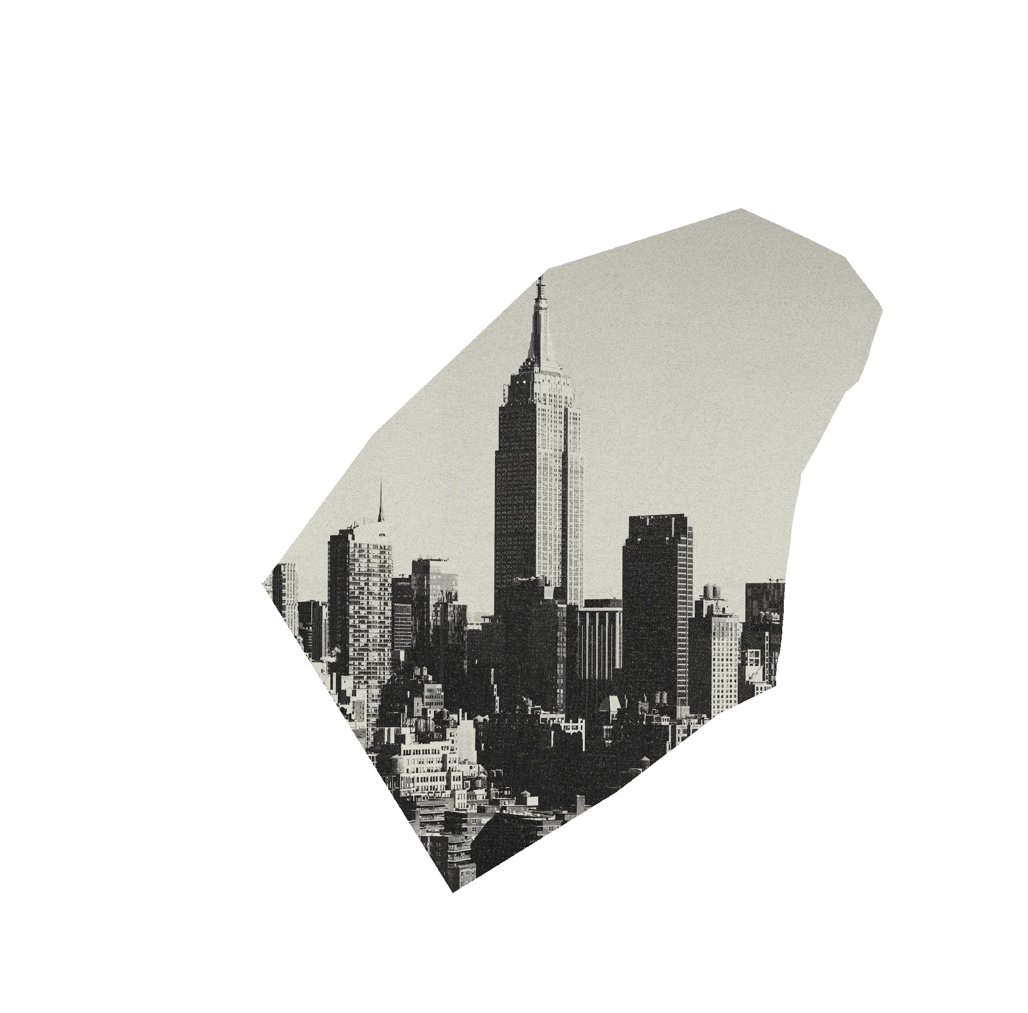 Monochromatic New York City Skyline Architectural Clipart Silhouette Design