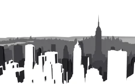 Monochromatic New York City Skyline Minimalist Urban Clipart Design