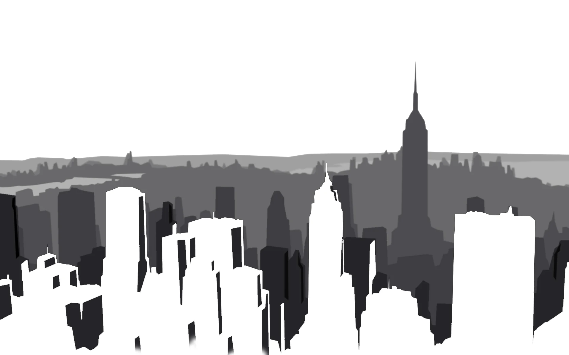 Monochromatic New York City Skyline Minimalist Urban Clipart Design