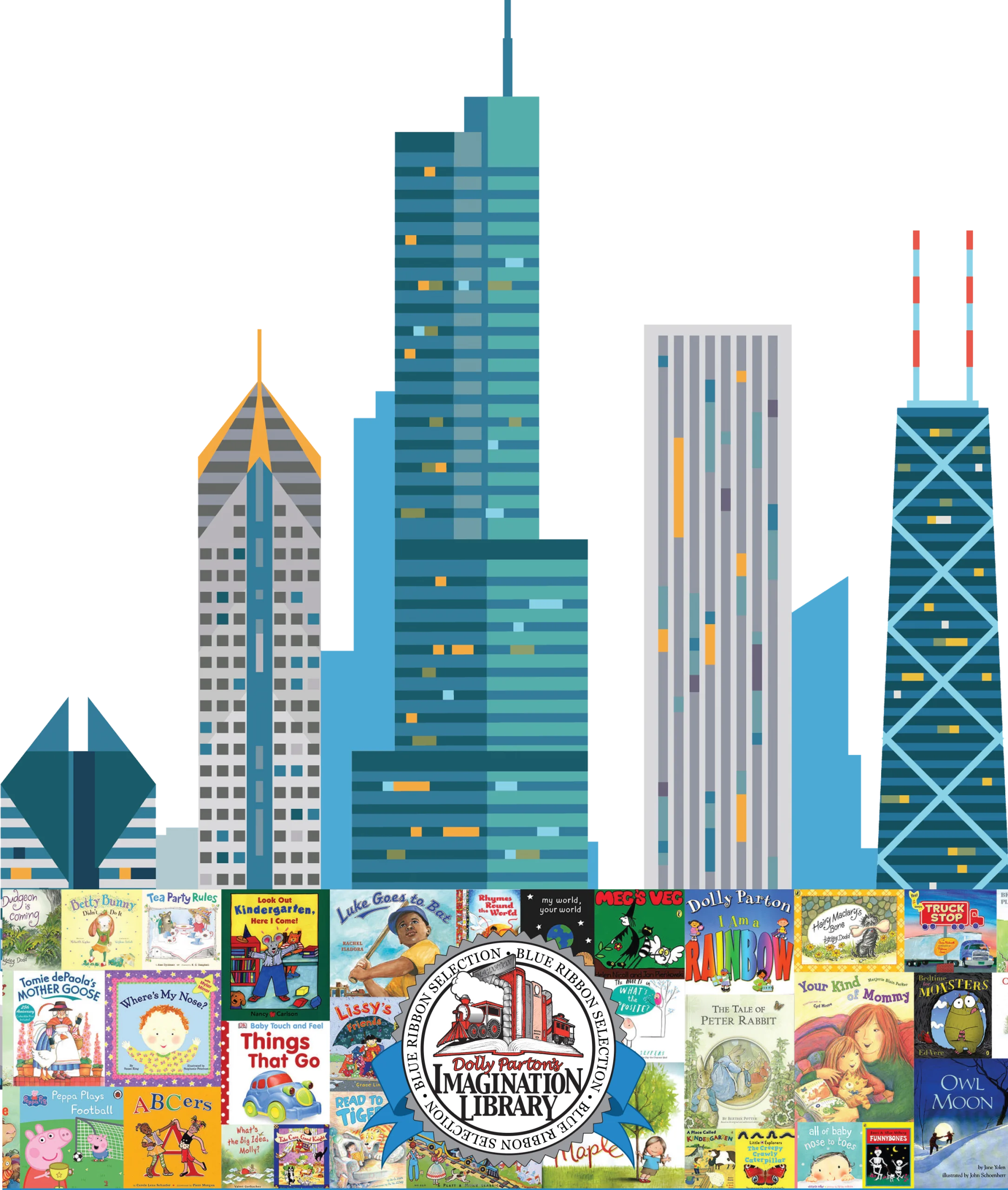 New York City Skyline and Classic Children's Book Covers Clipart Collection