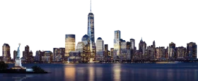 New York City Skyline Clipart: Illuminated Urban Landscape at Twilight