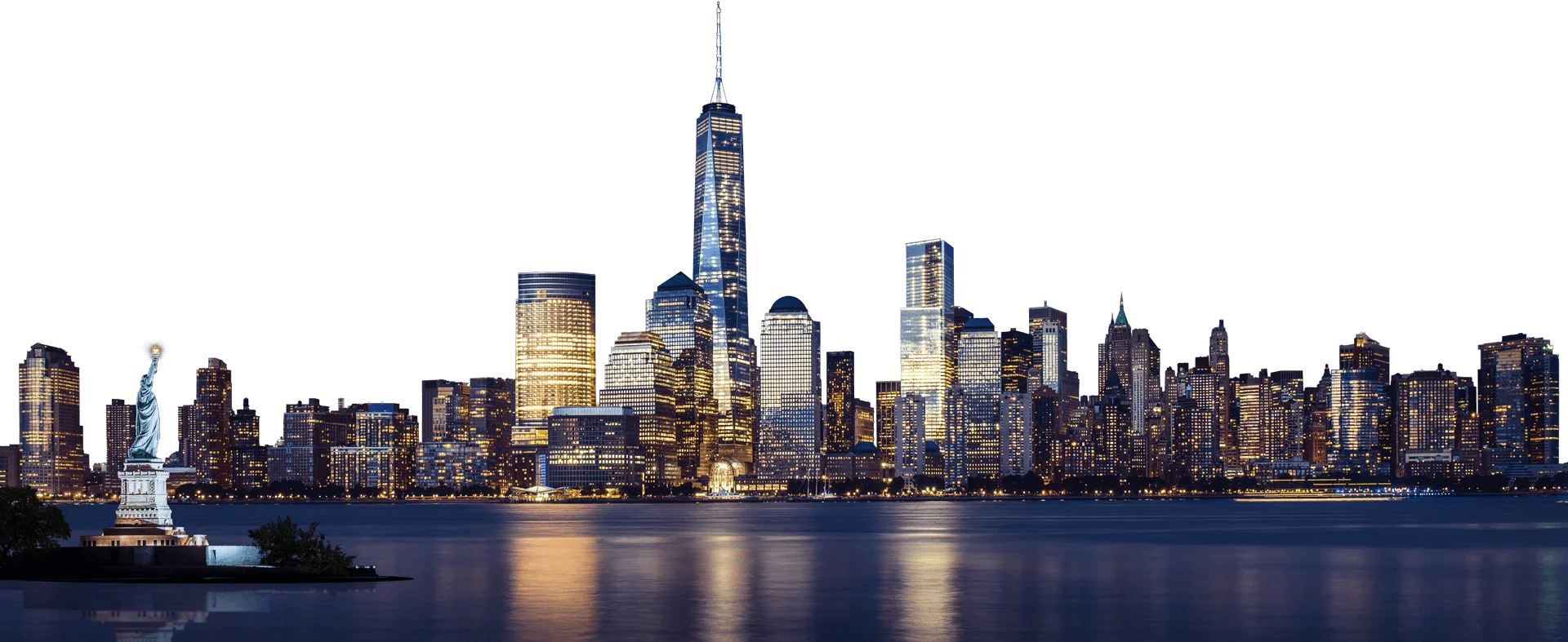 New York City Skyline Clipart: Illuminated Urban Landscape at Twilight