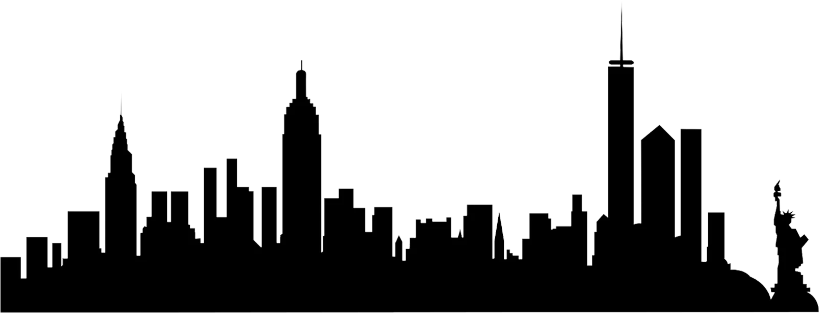 New York City Skyline Silhouette Clipart - Iconic Urban Landscape Outline