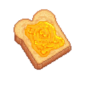 Pixel Art Breakfast Clipart: Golden Buttered Toast Slice with Melting Spread