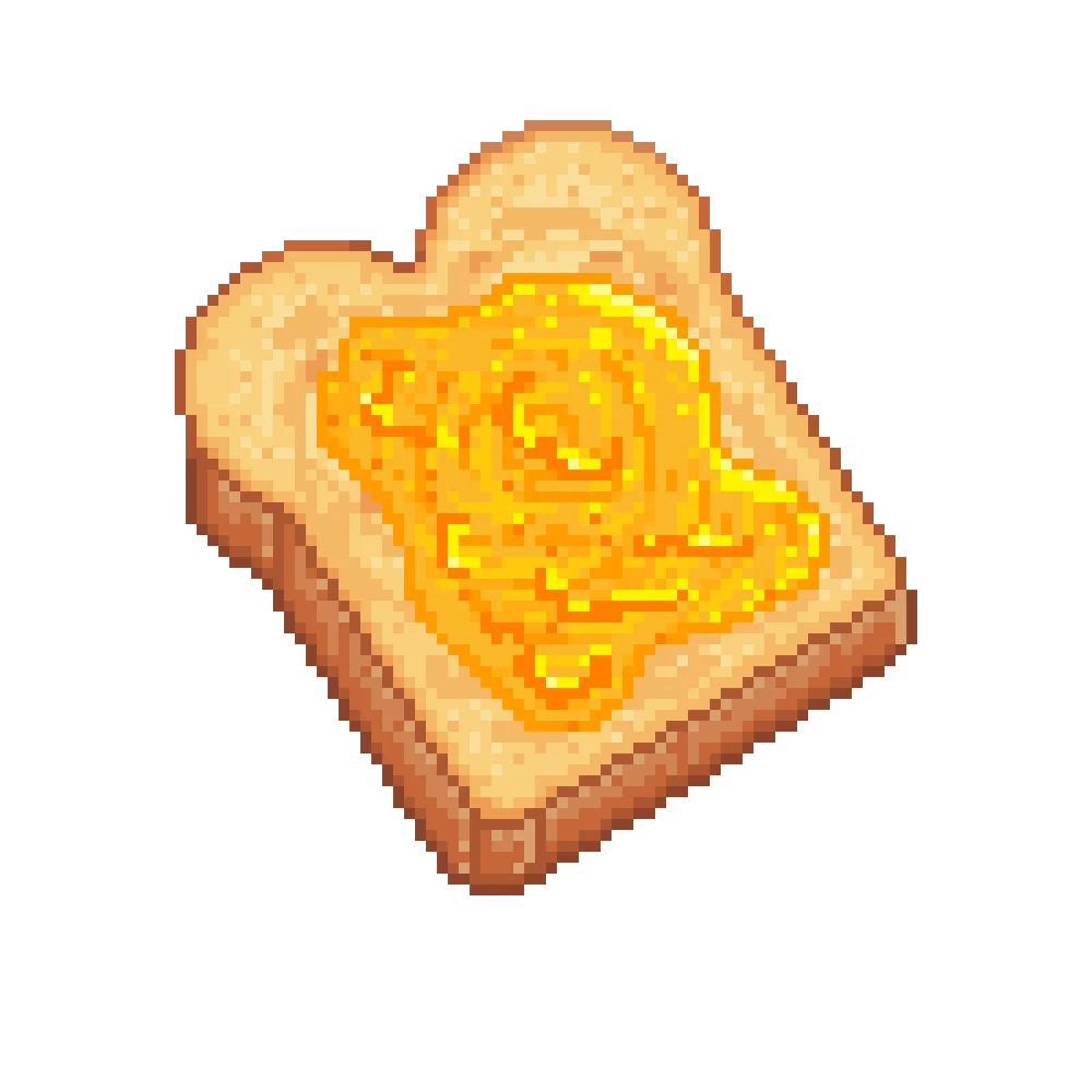 Pixel Art Breakfast Clipart: Golden Buttered Toast Slice with Melting Spread