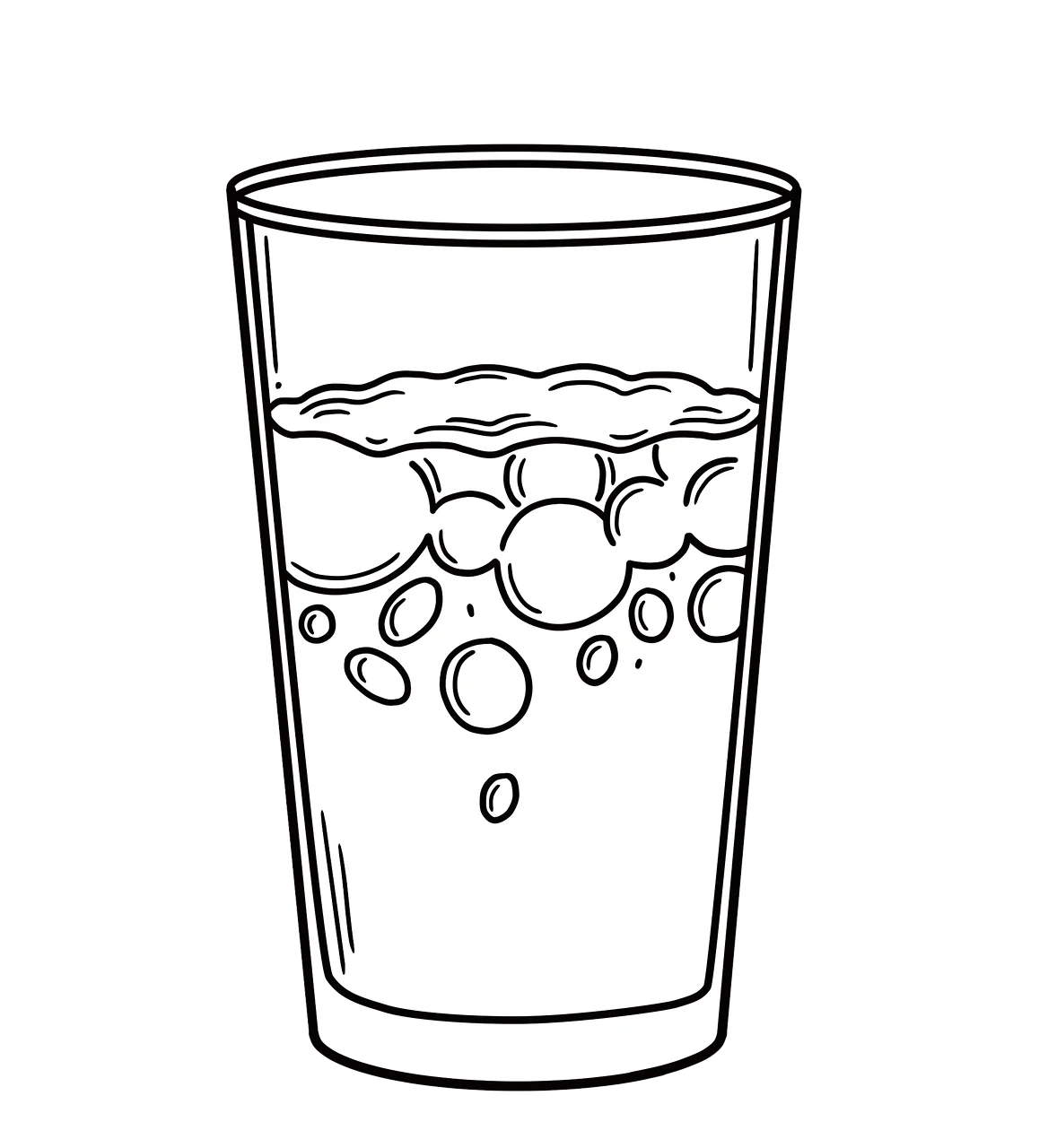Refreshing Bubbling Beverage Glass Clipart with Effervescent Liquid Design