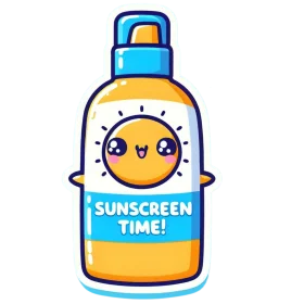 Adorable Kawaii Sunscreen Bottle Clipart with Cute Cartoon Character