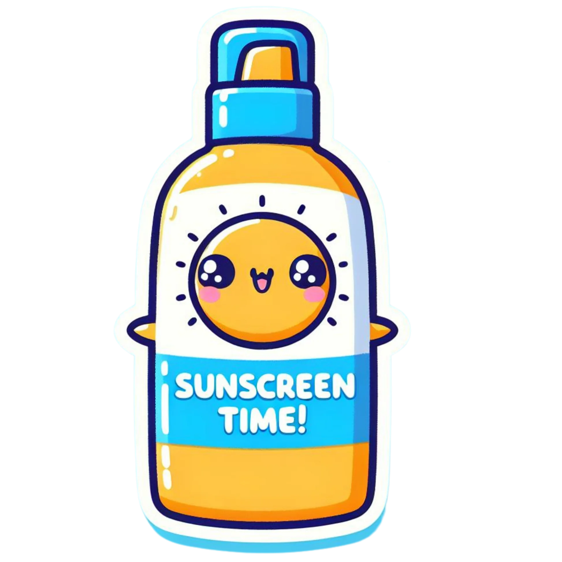 Adorable Kawaii Sunscreen Bottle Clipart with Cute Cartoon Character