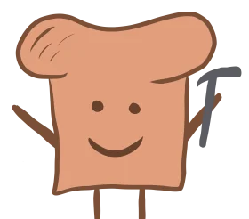 Cheerful Slice of Bread Clipart with Playful Cartoon Personality and Kitchen Tool