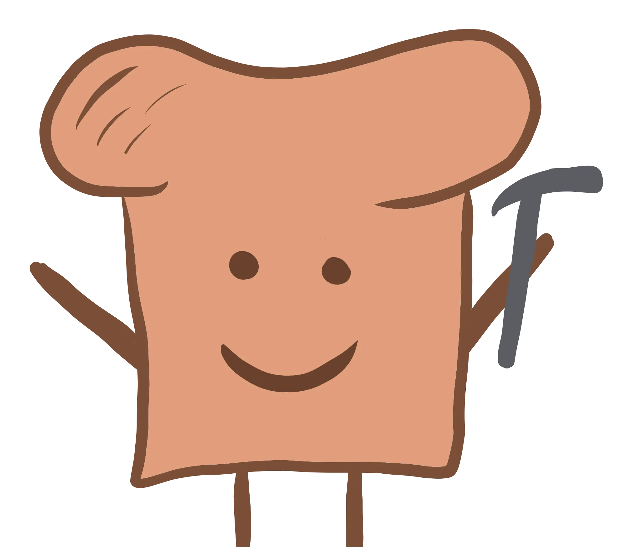 Cheerful Slice of Bread Clipart with Playful Cartoon Personality and Kitchen Tool