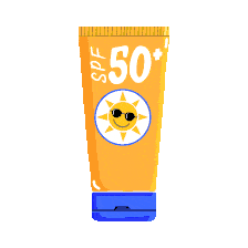 Cheerful SPF 50 Sunscreen Tube Clipart with Smiling Sun Character