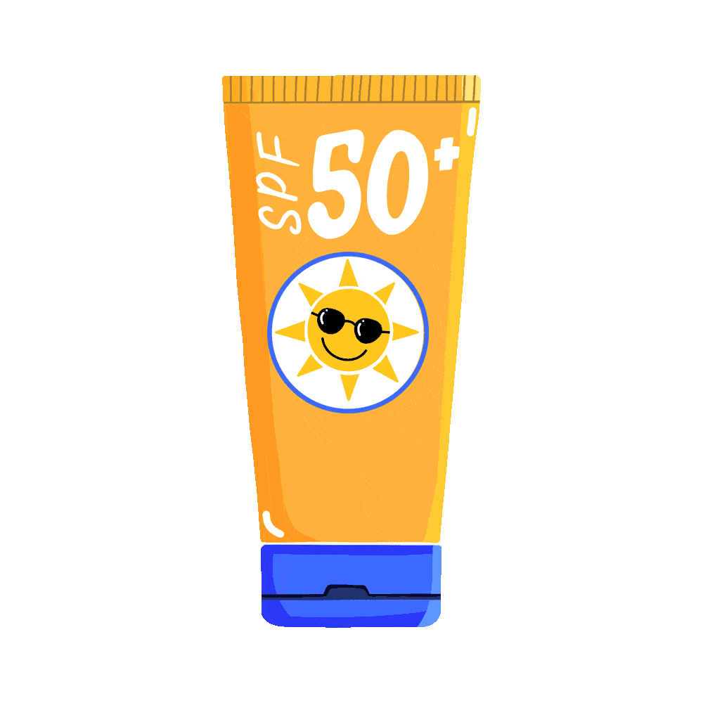 Cheerful SPF 50 Sunscreen Tube Clipart with Smiling Sun Character