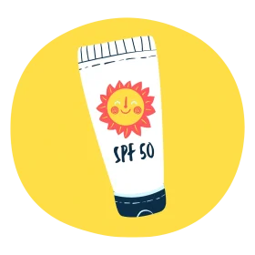 Cheerful Sun-Kissed Sunscreen Protection Clipart with Cute Cartoon Design