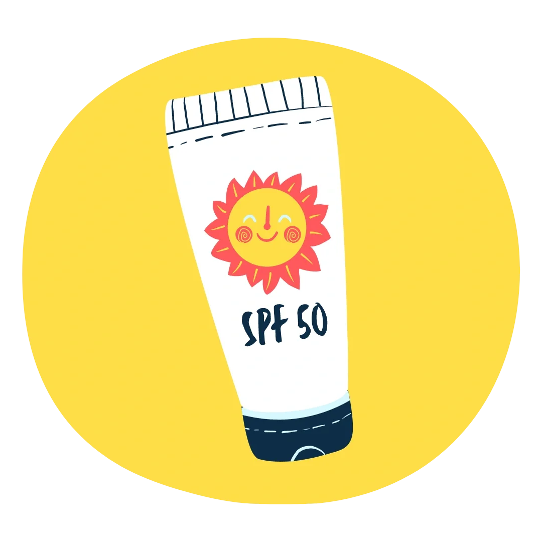 Cheerful Sun-Kissed Sunscreen Protection Clipart with Cute Cartoon Design