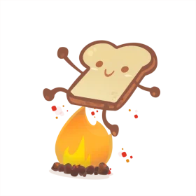 Cheerful Toasted Bread Slice Clipart Dancing Over Cozy Campfire Flame