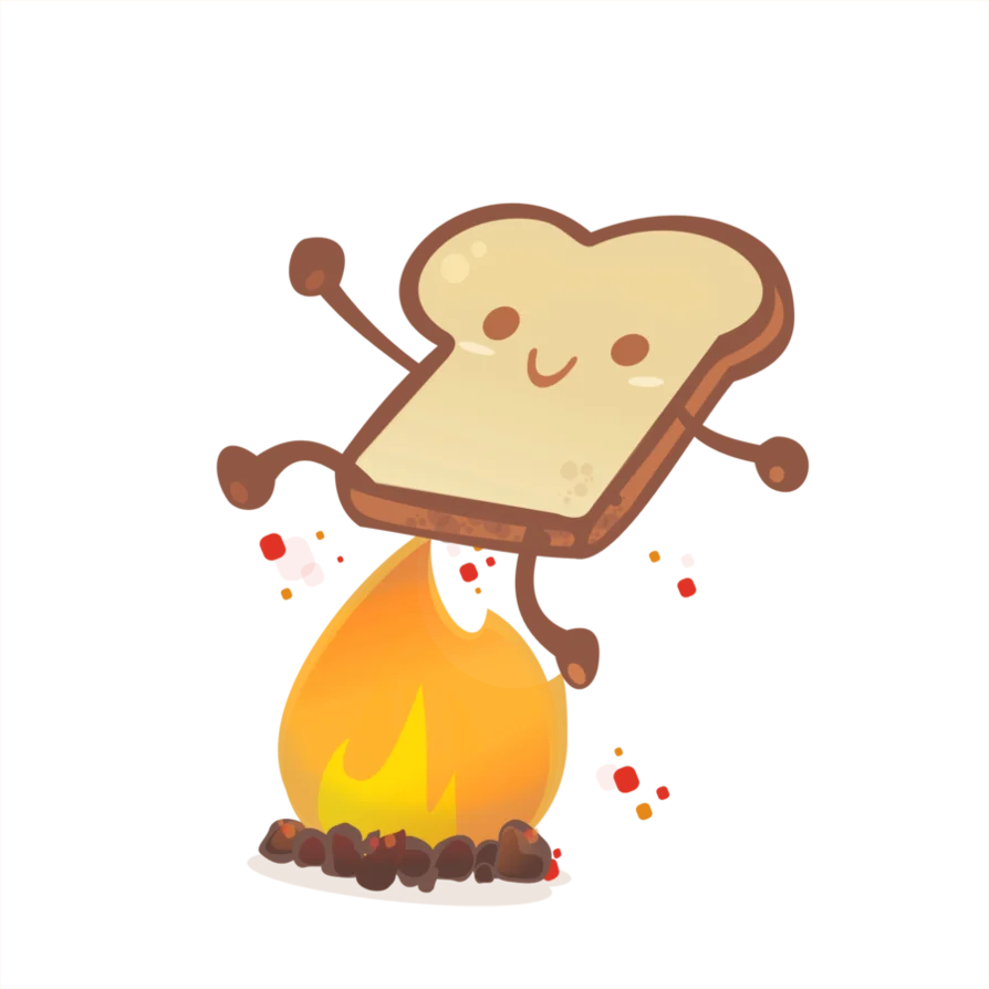 Cheerful Toasted Bread Slice Clipart Dancing Over Cozy Campfire Flame