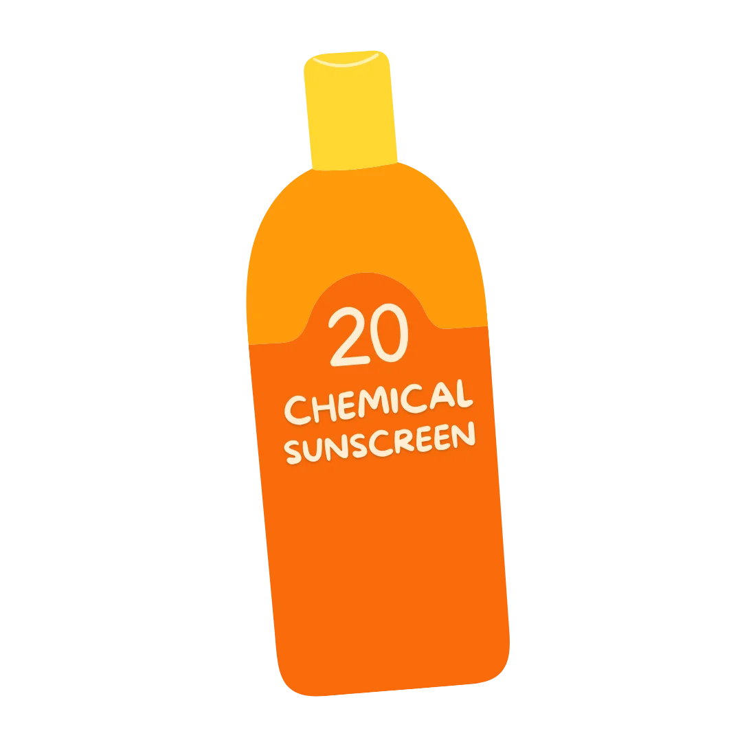Chemical Sunscreen Protection Bottle Cartoon Clipart Design