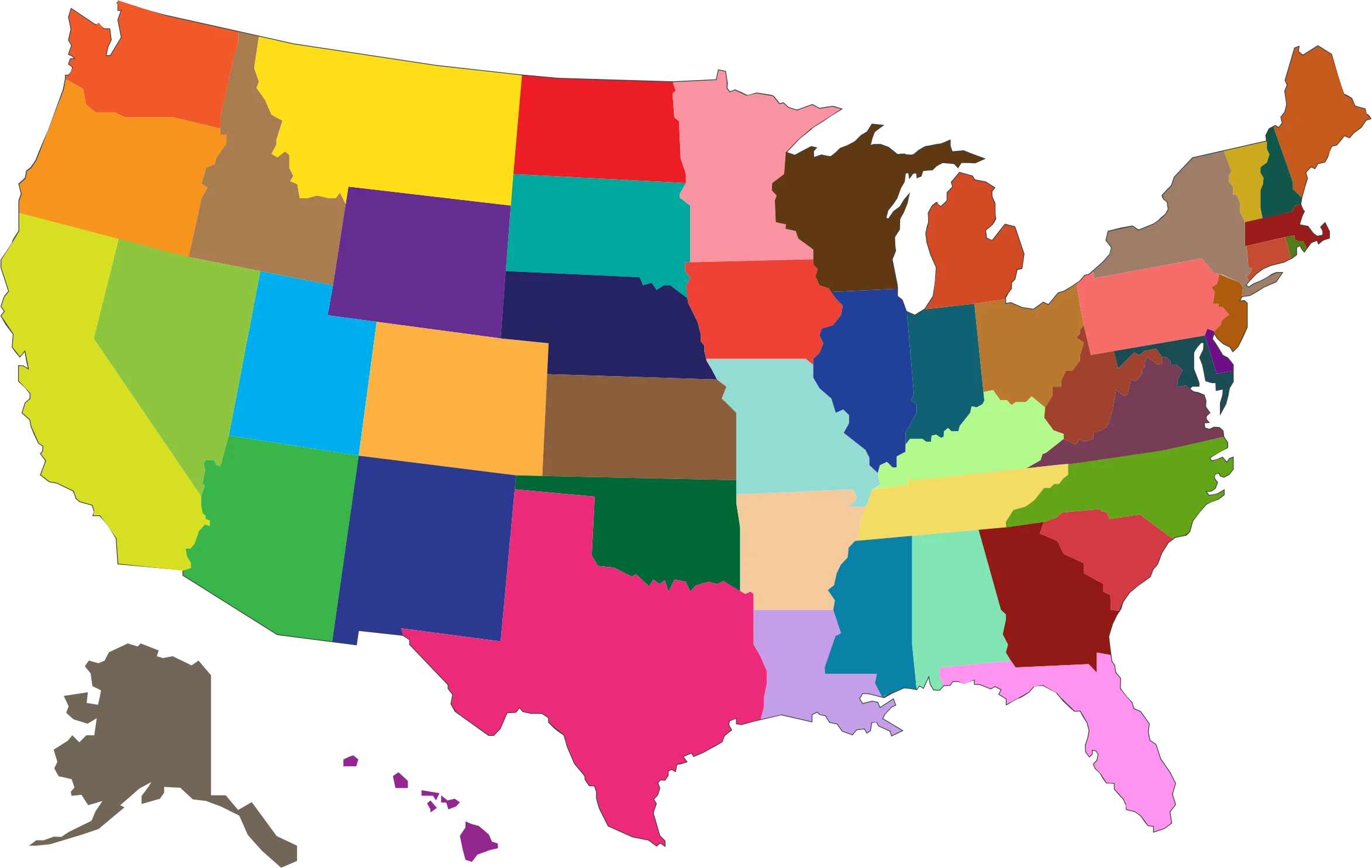 Colorful United States Map Clipart: A Kaleidoscopic Geographic Representation