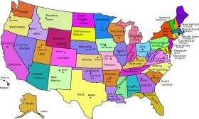 Colorful United States Map Clipart - A Vivid Representation of American Geography
