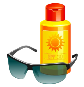 Essential Summer Protection Sunscreen and Sunglasses Clipart Design