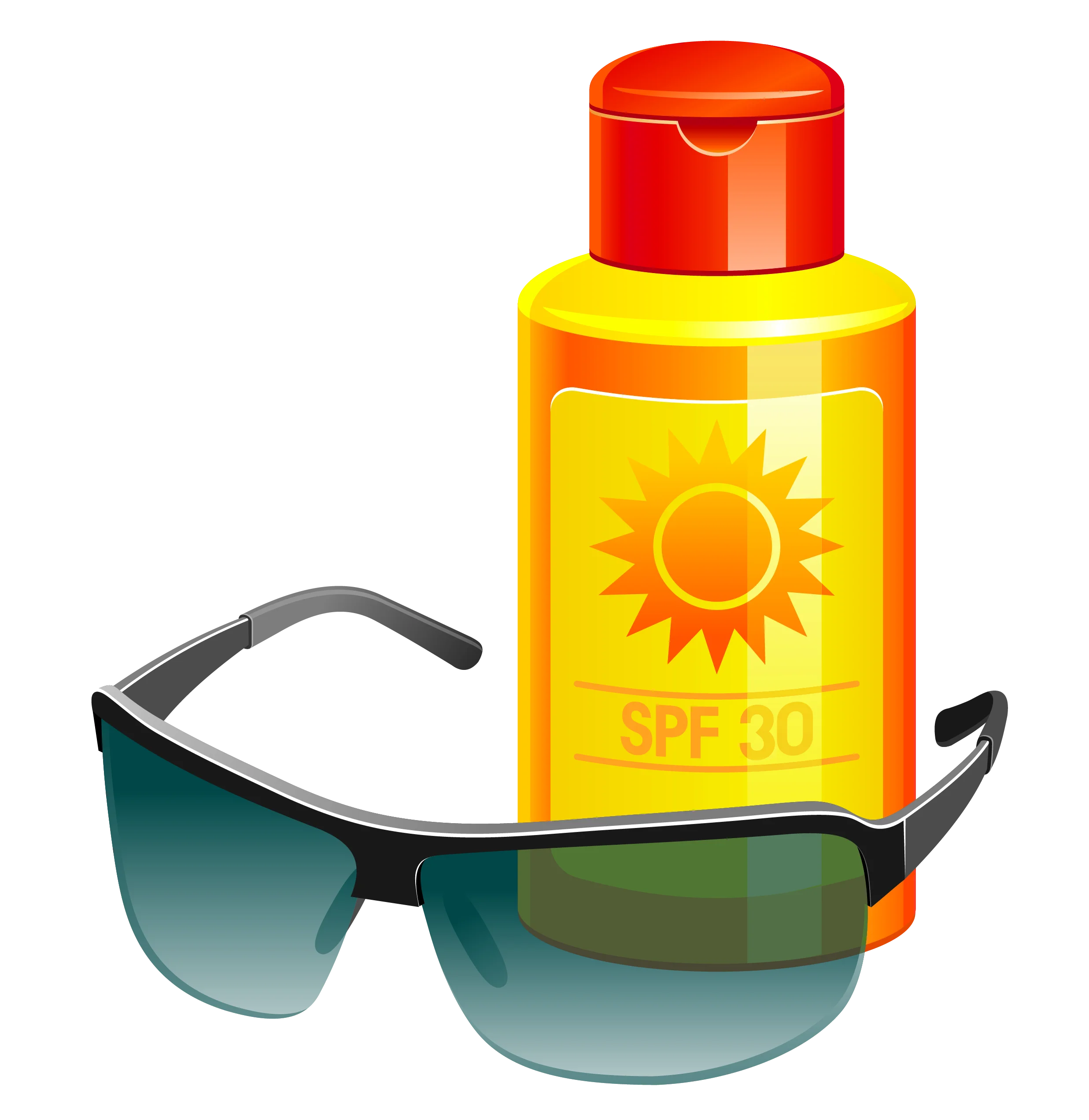 Essential Summer Protection Sunscreen and Sunglasses Clipart Design