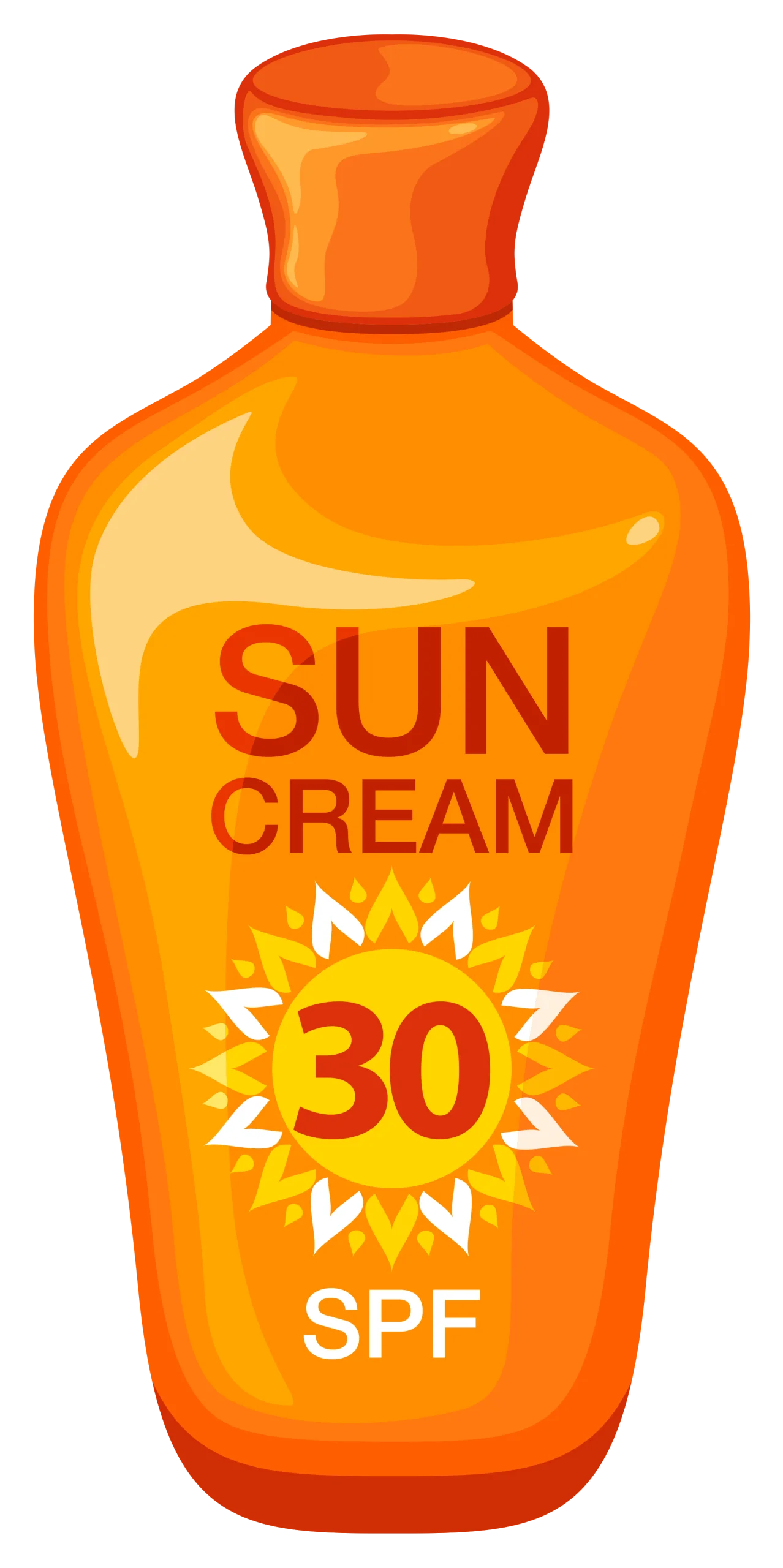 Glossy Orange SPF 30 Sun Cream Protective Sunscreen Clipart Illustration