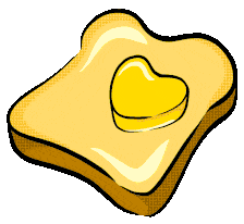 Heartwarming Buttered Toast Slice Clipart with Melting Heart-Shaped Butter Pat