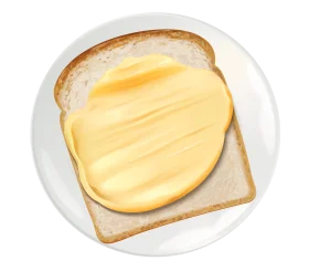 Minimalist Slice of Toast Clipart with Smooth Golden Butter Spread