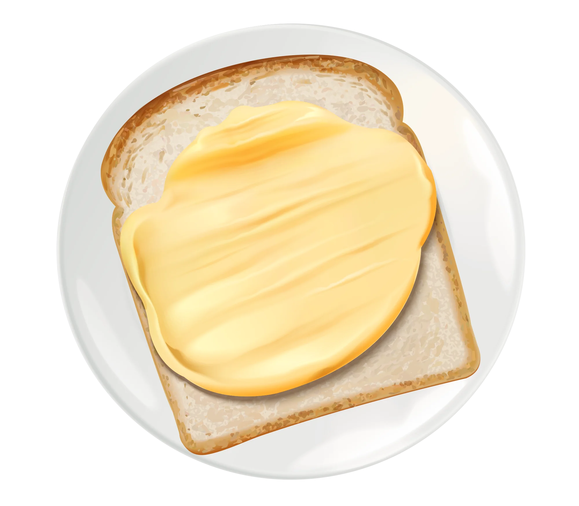Minimalist Slice of Toast Clipart with Smooth Golden Butter Spread
