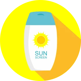 Minimalist Sunscreen Bottle Clipart with Radiant Yellow Background Design