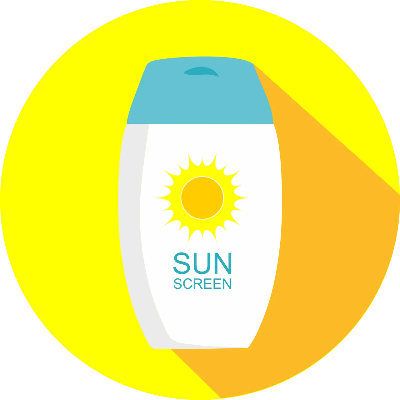 Minimalist Sunscreen Bottle Clipart with Radiant Yellow Background Design