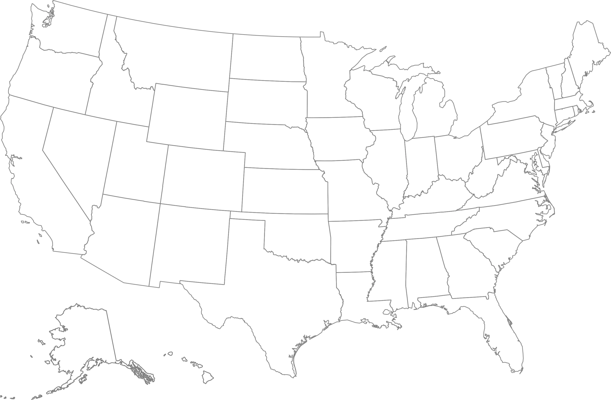 Minimalist United States Outline Clipart - Simplified Geographical Sketch Map
