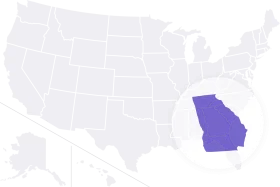 Monochromatic United States Map Clipart with Georgia State Highlighted in Purple