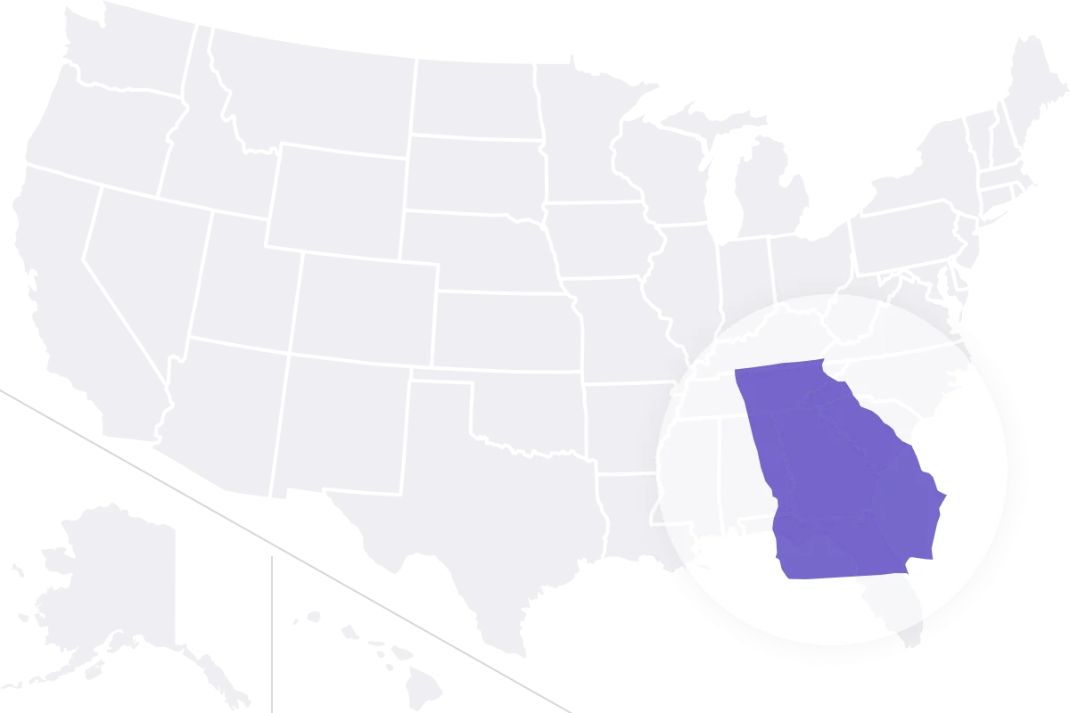 Monochromatic United States Map Clipart with Georgia State Highlighted in Purple