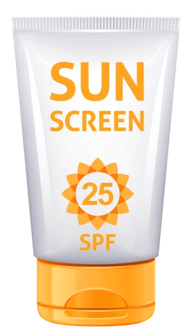 Protective Sunscreen SPF 25 Illustrated Clipart with Sun Icon Design