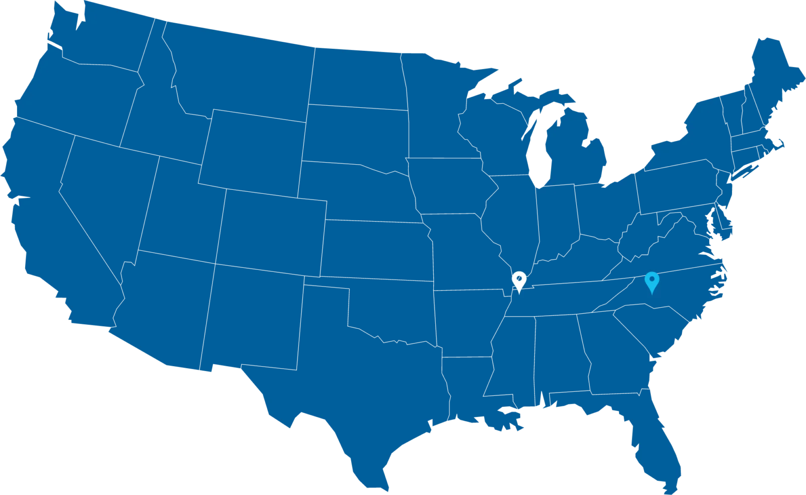 Simplified United States National Map Blue Toned Clipart Illustration