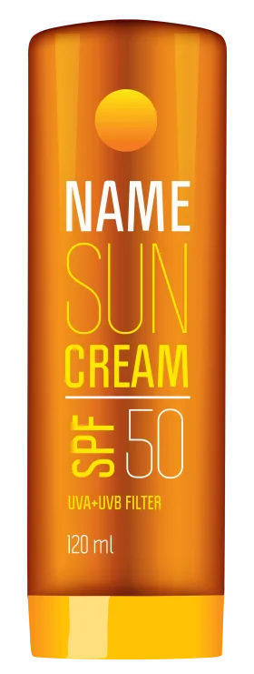 Sleek and Modern Sun Protection Clipart Design for Sunscreen Bottle