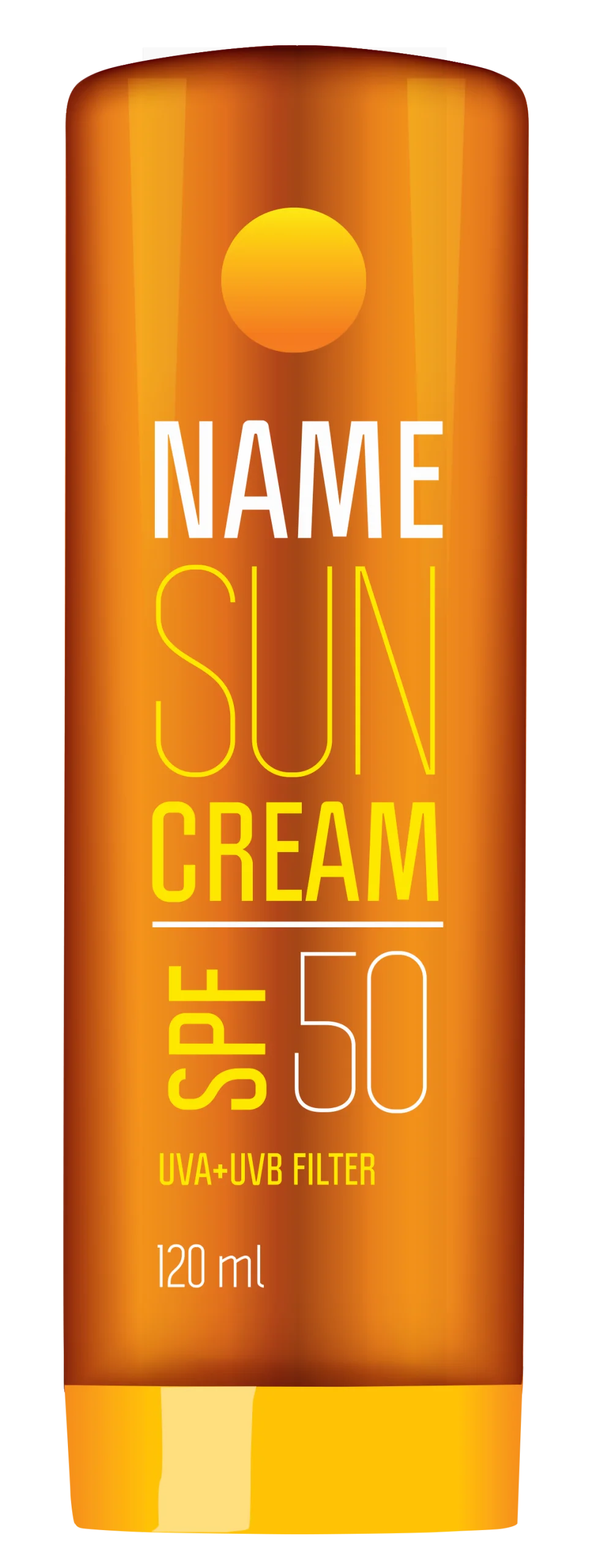Sleek and Modern Sun Protection Clipart Design for Sunscreen Bottle