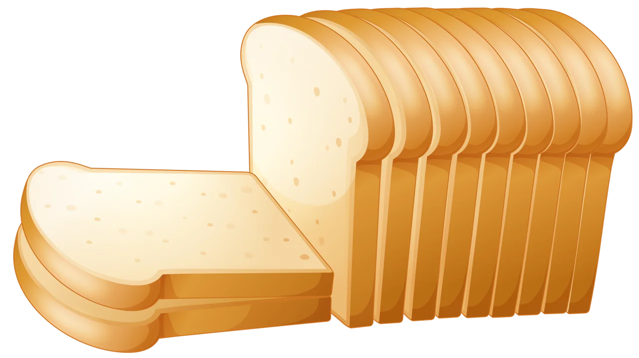 Soft Golden Sliced White Bread Clipart - Fresh Bakery Illustration